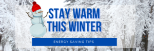 "Stay Warm This Winter" snowman illustration