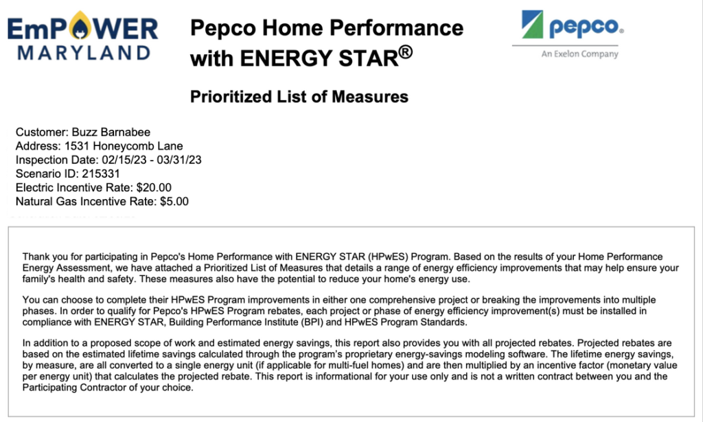 Pepco Home Performance screenshot